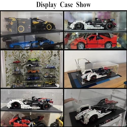 BOOVAX Vitrine pour Lego-Collection 42151/42137/42153/42161/42162 - Acrylique Figurine Vitrine Présentoir Transparent pour [Bugatti-Bolide/Lamborghini-Huracán/Formula-E-99X/Camaro-ZL1] - 35x15x10cm