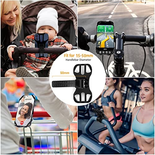 Support téléphone vélo Universel 360° Rotation Réglable Porte pour Guidons de Bicyclette/Moto Compatible avec iPhone, Samsung et 4,5-7,0 Pouces Smartphones (Noir-4)