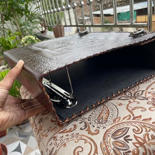 handborncraft Classeur à anneaux en cuir pour homme, grand classeur en cuir à 3 anneaux de 7,6 cm, classeur en cuir motif arbre de vie, organiseur de dossier en cuir