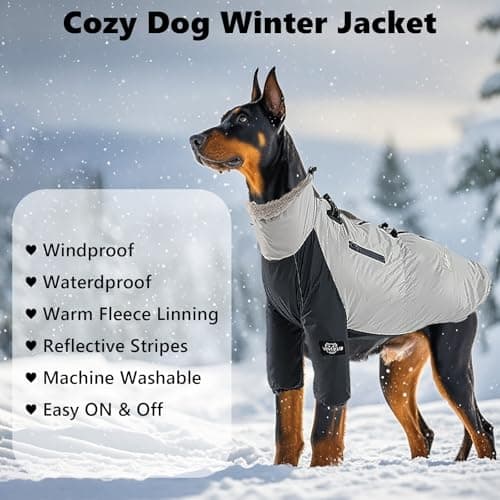 Manteau pour chien - Chaud - Imperméable - Coupe-vent - Matériau et doublure en cachemire - Manteau de pluie pour chien avec cordon réglable - Poche utilitaire - Manteau d'hiver pour chien avec