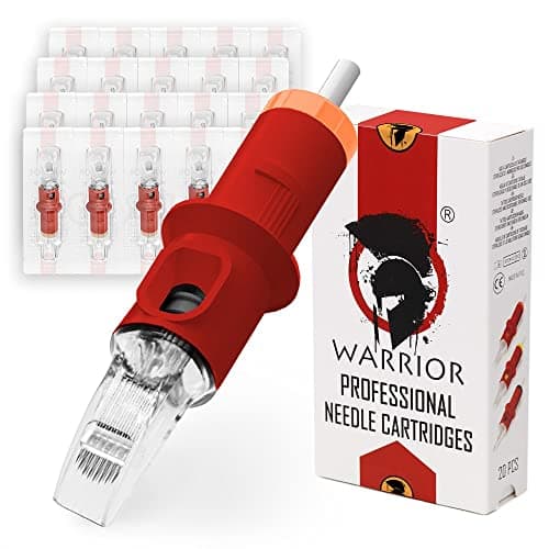 WARRIOR Cartouches aiguilles tatouage professionnelles rouges stérilisées avec gaz Eo Curve Magnum 20pcs Maquillage permanent jetable acier chirurgical (0.30 mm-1027 CMMT)