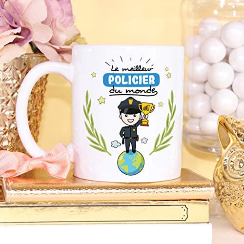 Mugffins Policier Tasses Originales de café et Petit-déjeuner à Donner Travailleurs Professionnels - Meilleur Policier du Monde - Céramique 350 ML