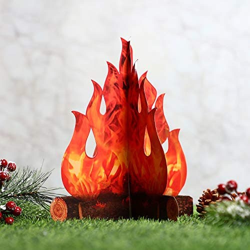 Boao 3D Torche de Flamme au Centre de Feu de Camp en Carton Décoratif Feu Artificiel Papier de Flamme Fausse Fête Décorative (Ensemble de 3)