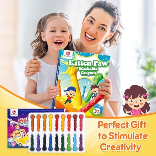 Mocoosy 18 Couleurs Crayons pour Tout-Petits - Non Toxiques Lavables avec Livre de Coloriage - Sûr Pastels pour Enfants Bébé Art Jouets Cadeaux