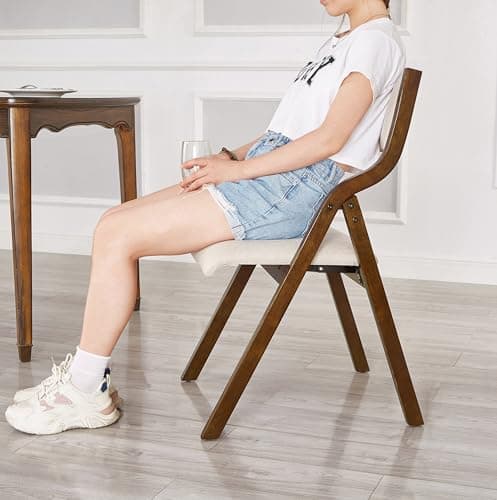 Ball & Cast Juego de 2 sillas de comedor plegables, Silla de oficina plegable Con estructura de Madera, sillas de cocina tapizadas portátiles Para actividades al Aire Libre, Color Gris Pardo