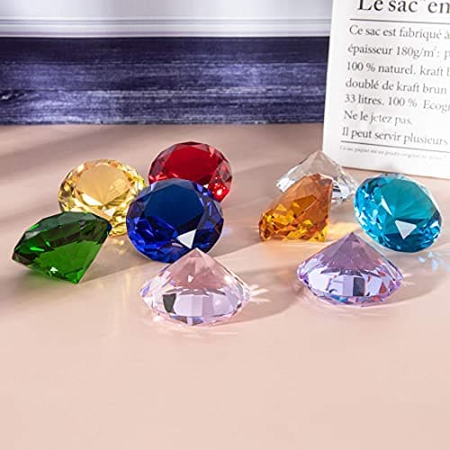 Longwin Presse-papier 60 mm de largeur Cristal Diamant Décoration pour la maison Couleur unie, bleu