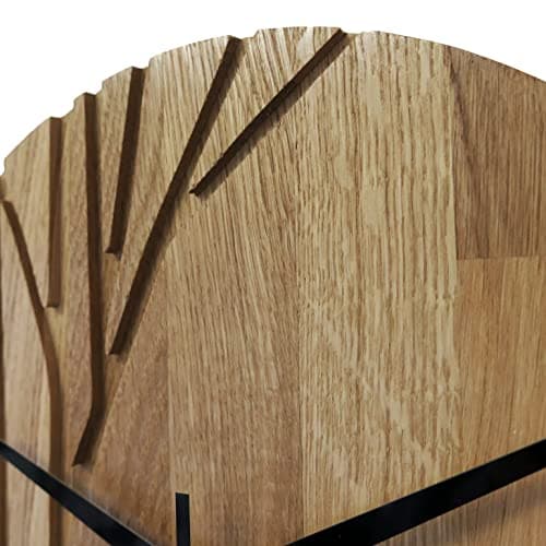 SENTOP Horloge murale en bois chêne - Horloge murale moderne - Décoration d'intérieur - Horloge murale en chêne véritable - Grande horloge murale en bois de chêne - Bois naturel - 50 cm