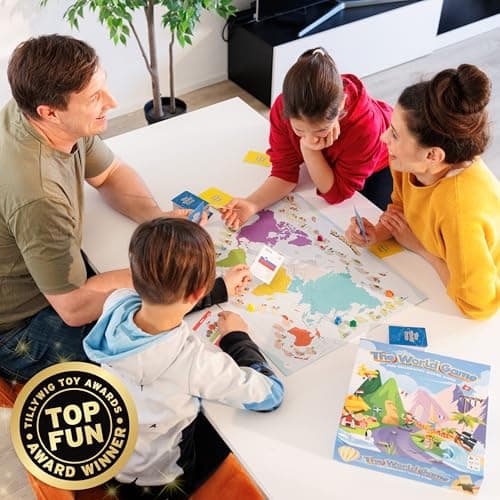 The World Game - Jeux de Plateau Géographie - Jeu Éducatif pour Enfant, Famille et Adultes - Cadeau Garçon 10-12 Ans - Carte du Monde Enfant - Français