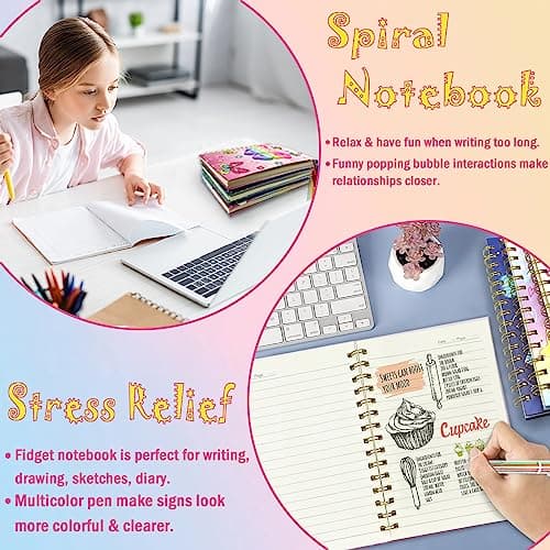 Journal intime Fille avec Stylo, Pop It Spirale Carnet Secret Fille Cadeau