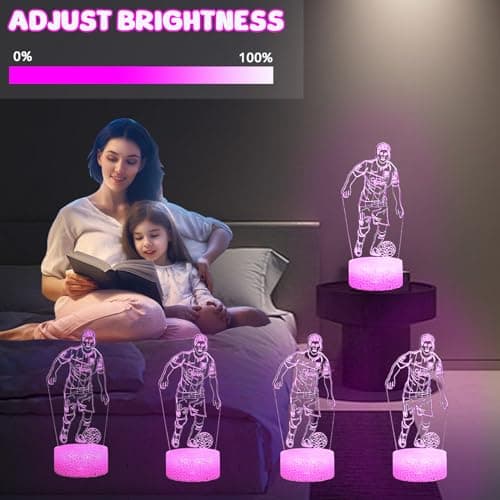 XRR Veilleuse Football avec 2 motifs, Football Lampe 3D Veilleuse à LED, Football Veilleuse Enfant 16 couleurs avec Télécommande Lampe de nuit pour Garçons Filles Ados Hommes