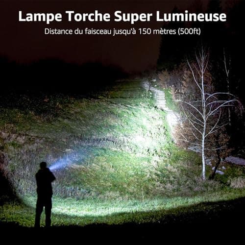 Lepro Lampe Torche Zoomable 3 Piles AAA Incluses | Lampe de poche LED puissante, étanche IPX4, corps en aluminium, compacte, pour camping, randonnée, urgence