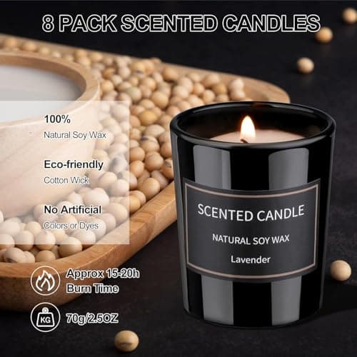 Dsclavacy Lot de 8 bougies parfumées de Noël pour femme, 96,4 g, cire de soja naturelle, bougies d'aromathérapie pour anniversaire, cadeaux de Noël
