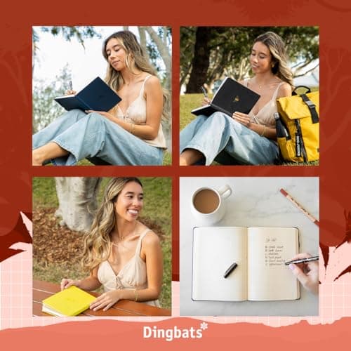 Dingbats* - Earth Carnet de Notes A5 Pointillé - Moyen, Couverture Rigide, Journal en Cuir PU - Fermeture élastique, Porte-stylo, Marque-page