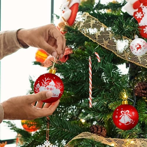 Arbolisse Boule de Noel Decoration Sapin Noel, 16PCS Decoration Noel Sapin, Boule de Noel Blanche et Rouge, Boules de Noël Decoration Noel Interieur