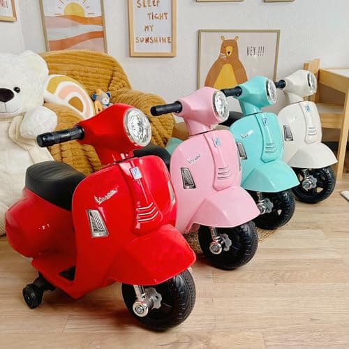 TURBO CHALLENGE - Porteur Vespa GTS Électrique -119151 - Vert d'eau - Batterie 6V + Chargeur USB Inclus - Poids Max 25 Kg - À Partir de 18 Mois