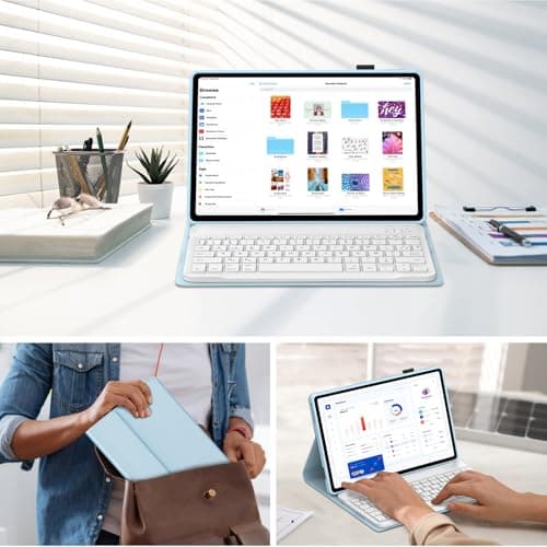 IVEOPPE Clavier pour Lenovo Tab p11 2nd gen 11.5 Pouces, Coque Étui Clavier AZERTY Français Détachable Bluetooth pour Lenovo Tab P11 2nd Gen, Bleu Ciel