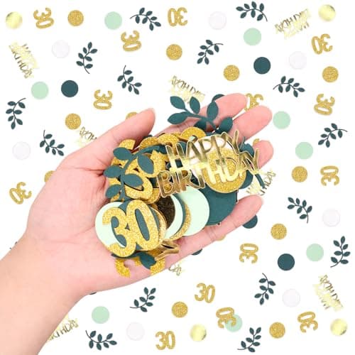 TOPWAYS Confettis décoration anniversaire 30 ans, 200pièces Sauge Vert Eucalyptus Confettis decoration table anniversaire pour déco anniversaire 30 ans Fille Garçon Femmes Homme (30 ans)