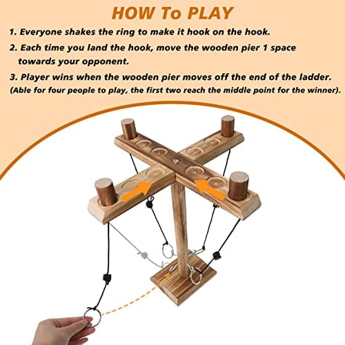 Jeu de Lancer d'anneaux pour Adultes 4 Joueurs ZAKVOP TIK Tok Jouet Crochet et Jeu de Lancer d'anneaux, Hooks Ring Toss Game Jeu interactif Rapide pourfFête à la Maison