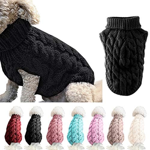 FAMKIT Manteau en Tricot à col roulé pour Chien, vêtements pour Chiens de Compagnie(Convient Uniquement aux Chiens de Petite ou Moyenne Taille // Les Grands Chiens n'achètent Pas !!) Black,M