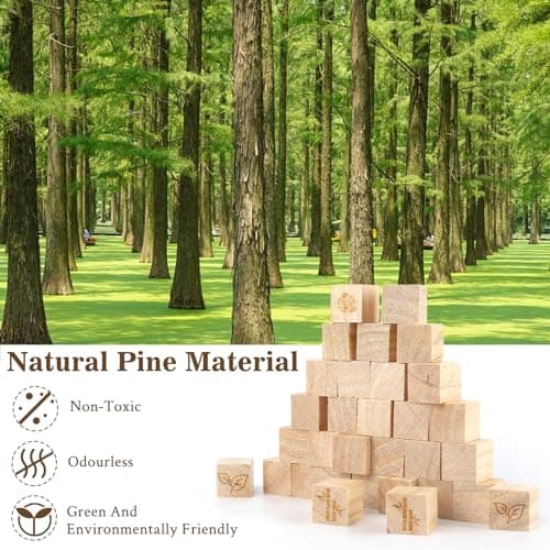 100 Cube Bois, 2x2x2CM Cube en Bois Vierges, Cube Bois Enfant de pin Naturel, Blocs de Bois pour L'artisanat, la Décoration, la Peinture, les Puzzles