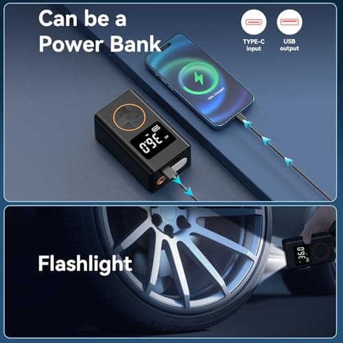 【NEW 10000mAh】WYRIAZA Gonfleur Pneus Voiture Compresseur à Air Portatif 150PSI Compresseur Voiture Gonfleur Pneus Voiture Sans Fil Mini Compresseur à Air Gonfleur Velo Electrique Pneu Portable