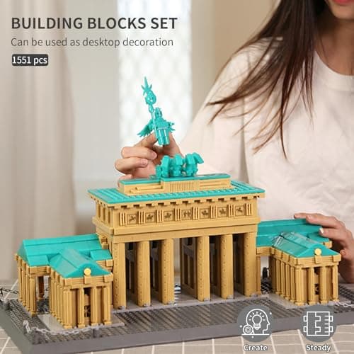 Oichy Jouet de Construction Architectural - Modèle Exquis de Porte de Brandebourg - Kit de Blocs de Construction néoclassiques pour Enfants et Adultes (1551 pièces)