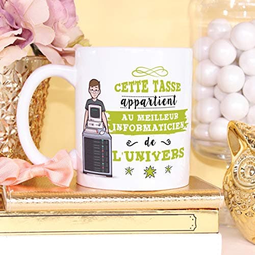 Mugffins Informaticien Tasses Originales de café et Petit-déjeuner à Donner Travailleurs Professionnels - Cette Tasse Appartient au Meilleur Informaticien de l'univers - Céramique 350 ML