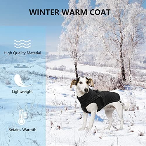 Pethiy-Manteau d'hiver pour Chien avec Harnais intégré,Veste Chien Chaud en Polaire,Imperméable Vêtements Gilet pour Chien avec Harnais,Pull d'extérieur pour Moyenne et Petite Chiens-Noir-S