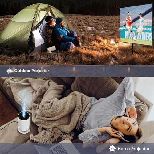 Mini Projecteur Portable 4K 1080P Full HD Compatible avec Android 11 et Netflix – WiFi 6, BT 5.0, Rotation à 180°, Petit Projecteur de Cinéma Maison avec Correction Automatique du Trapèze