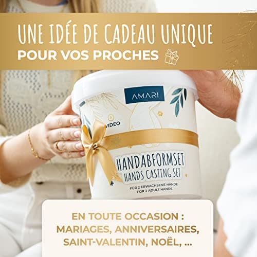 Amari® Kit d'empreintes de main 3D pour couples et la famille (Floral) – Kit d'empreintes de plâtre mains – Kit d'empreintes de plâtre main pour couple de mains - Kit d'empreintes de plâtre - Cadeau