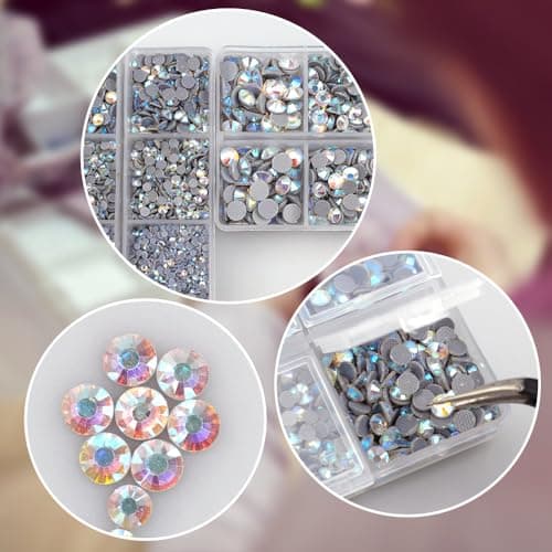 duisoad 6600 Pcs Strass Dos Plat Cristal Hotfix Strass Flatback Nail Art Gems Avec Pincette et Strass Stylo de Cueillette pour Manucure et Décoration du Visage 6 Tailles Mixtes SS6-SS30