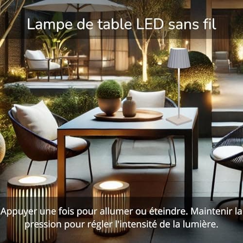 lampe de table sans fil rechargeable LITTA - lampes de table LED SMD 2.20W 200lm(150lm) CRI80 3000K IP54 - lampe tactile sans fil - lampe de table rechargeable