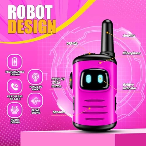Cadeau Fille 3 4 5 6 7 8 9 10 Ans, Talkie Walkie Enfants Rechargeable Jouet Enfant 3-10 Ans Fille, Cadeaux pour Fille 3-10 Ans Toki Walki Jouet Fille 3-10 Ans