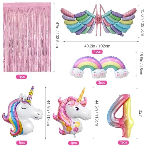 52 Pcs Decoration Licorn Anniversaire, Anniversaire Licorn, Decoration Anniversaire Licorn Fille, Ballon Licorn Anniversaire, Ballon Anniversaire Fille, Anniversaire Licorn 4 Ans