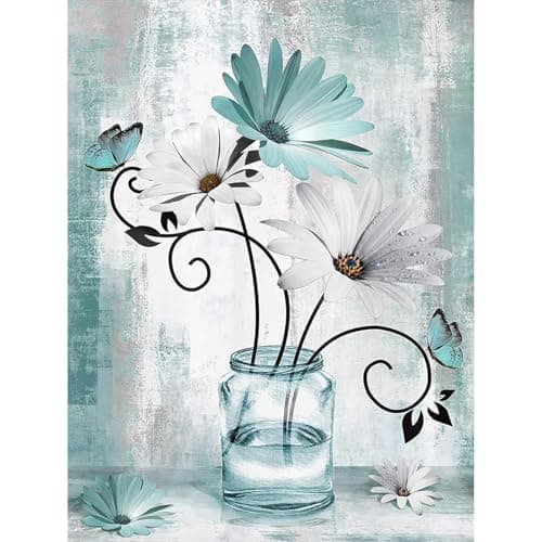 Yunruily Fleurs Diamond Painting Adulte,Fleurs Painting Diamant Adulte,Diamond Painting Kits Complet Fleurs Décoration Murale Pour La Maison 12x16inch