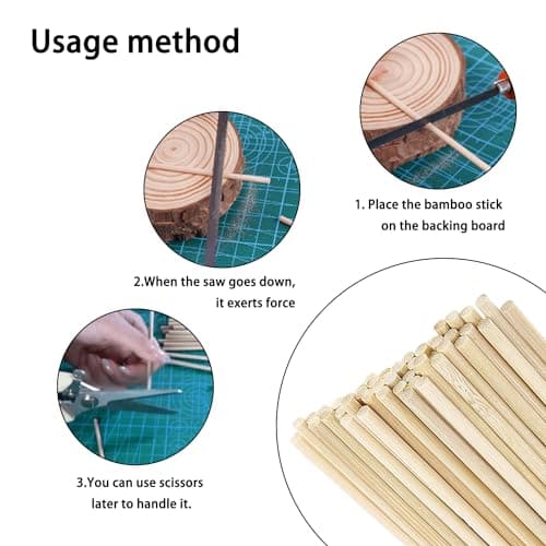 Lot de 30 grands bâtonnets ronds en bois de 8 mm x 30 cm, pour le bricolage, bâtonnets ronds en bois de bambou et bâtonnets en bambou, bâtonnets ronds en bois faits à la main