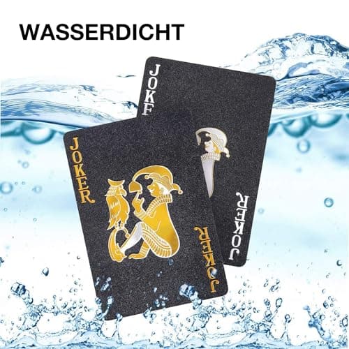 SWINILAYA Lot De 2 Jeu De Cartes 54 - Noir Et Or | Parfaits pour Fêtes, Voyages, Pique-Niques Et Plus