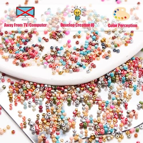 EuTengHao Perles de rocaille en verre pour kit de fabrication de bracelets, petites perles 8/0 pour bracelet, collier, bijoux, bricolage (3mm, 48 couleurs, verre dépoli et verre laqué)