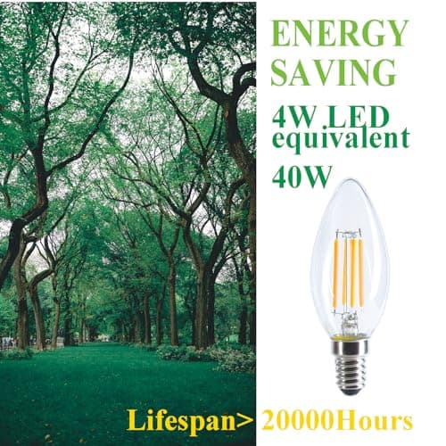 Etrogo Ampoule led E14 Blanc Chaud Dimmable 2700K 4W 400Lumen équivalent Incandescente 40W en Forme de Bougie à Filament B35/C35 Petit Culot à Vis, Lot de 6
