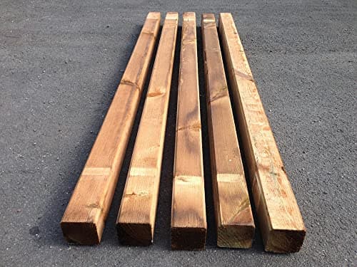 HaGa® Lot de 10 poteaux en bois de pin robuste marron. Dimensions : 100 cm - 7 cm x 7 cm - Pression imprégnée pour une longue durée de vie - Rabotés et biseautés pour un aspect professionnel