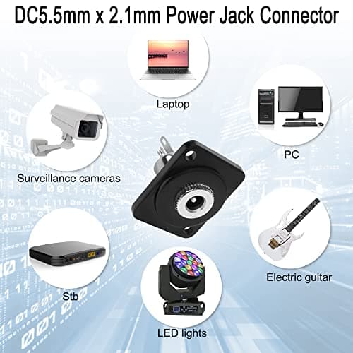 QIANRENON 5.5mm*2.1mm Panneau Montage Adaptateur DC 5.5*2.1mm Femelle à 2Pin Soude Terminal Connecteur DC5521 Soudure Prise, XLR Panneau/D Panneau Montage, pour Sécurité Caméra TV Décodeur Lampe LED