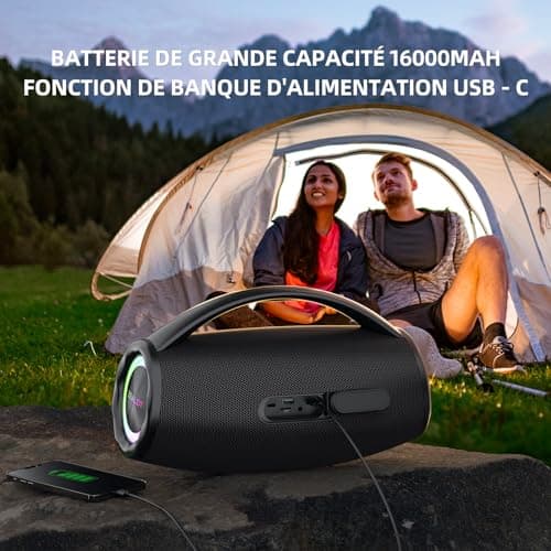 ZEALOT Enceinte Bluetooth, 80W Haut - Parleur Bluetooth avec Boost Bass, étanche ipx6, lumière LED, Banque d'alimentation, Bluetooth 5.2, extérieur, Camping Haut - Parleur Bluetooth