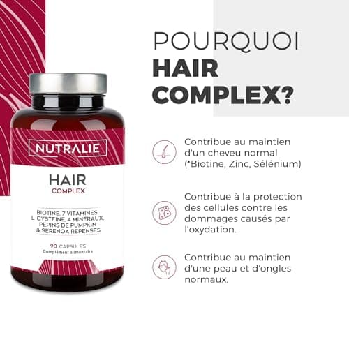 POUSSE CHEVEUX Très Rapide - Anti-Chute + Vitamine Cheveux - [PRIX 2022] Biotine + Zinc + L-Cystine - Cure Croissance & Fortification - Femme et Homme - Haute Dose Biotine - 90 Gélules - Nutralie