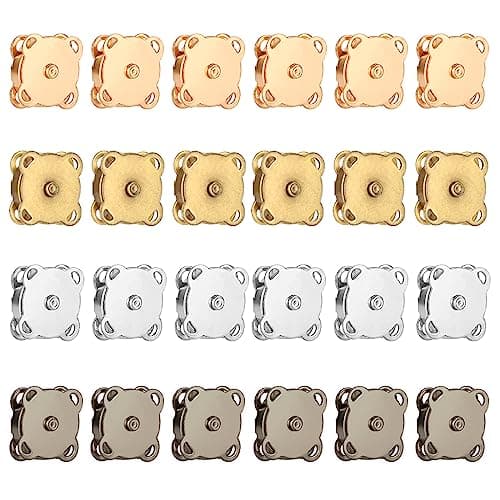 24 Sets Bouton Pression Aimanté 18mm Fermoir Magnetique pour Sac 4 couleurs Bouton Aimanté Couture Pression Aimanté couture pour Bricolage Sacs à Main Vêtements Vestes