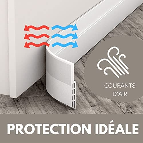 Vellure® Bas de porte anti-courant d'air & étanchéité porte - NOUVEAU bas de porte isolant (rapide à installer), idéal pour l'isolation contre le froid, le bruit & l'humidité (1 x blanc)