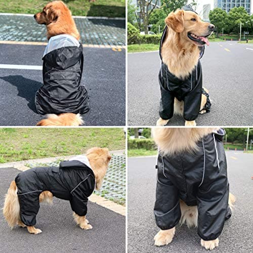 Idepet Imperméable pour Chien avec Capuche et Trou de col,Poncho de Pluie pour Chien Hoodies réfléchissants pour Chiens de Petite Taille et de Grande Taille