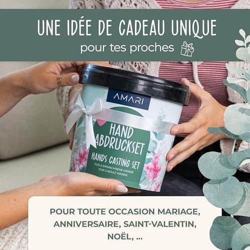 AMARI® Kit d'empreintes de main 3D pour couples et la famille - Kit d'empreintes de plâtre mains - Pour plâtre main - Cadeau
