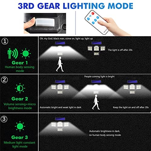 2 Pièces Lampe Solaire Extérieur avec Détecteur de Mouvement, [333LED/3Modes] Projecteur Solaire Extérieur IP65 Étanche Lumière Spot LED Solaire,Angle d'éclairage 240°avec Télécommande,Câble 5M