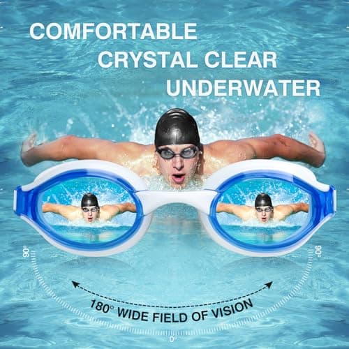 Dizokizo Lunettes de Natation Confortables,Sans Fuite, Lunettes de plongée Anti buée, Protection UV, Lunettes de Piscine pour Adulte Homme Femme