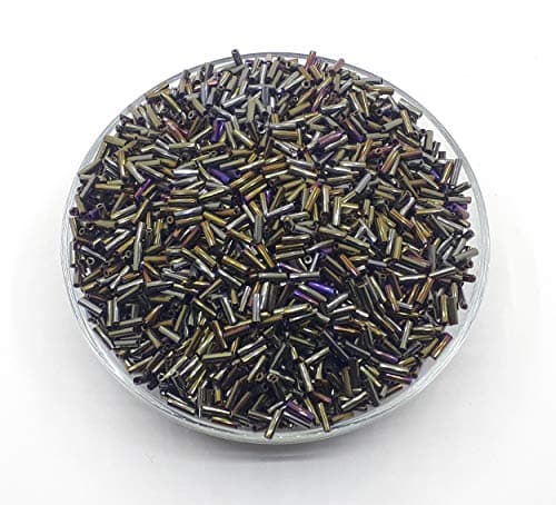 Lot de 3300 perles de rocaille en verre de 6 mm - Perles de bugle en verre - Perles tubes - Perles tiges - Bronze métallisé AB